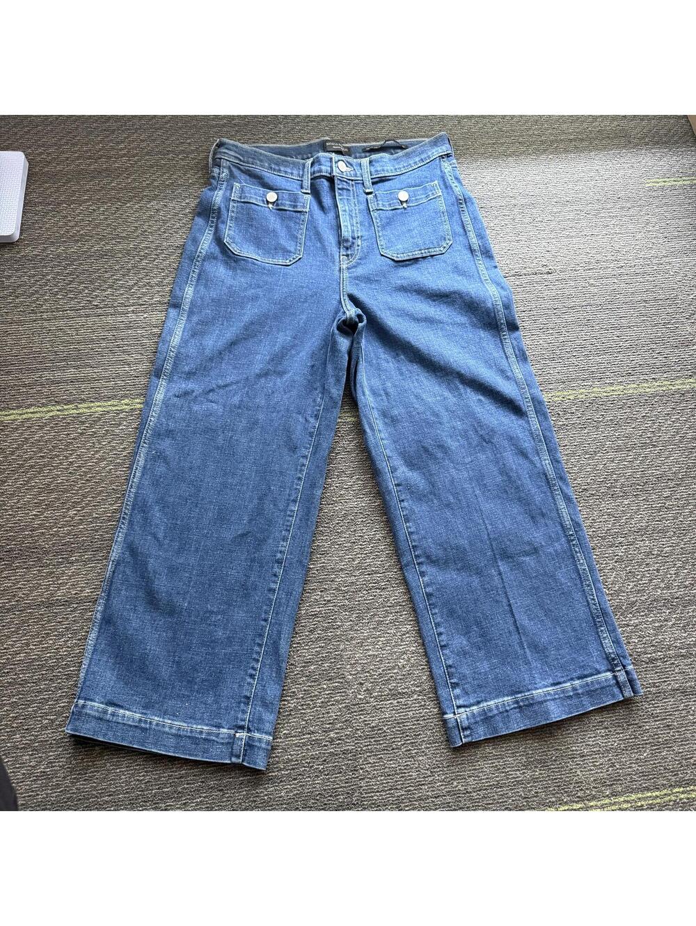 Banana Republic Jeans Womens 30 Blue High Rise Wide Leg Crop Front Patch Pockets